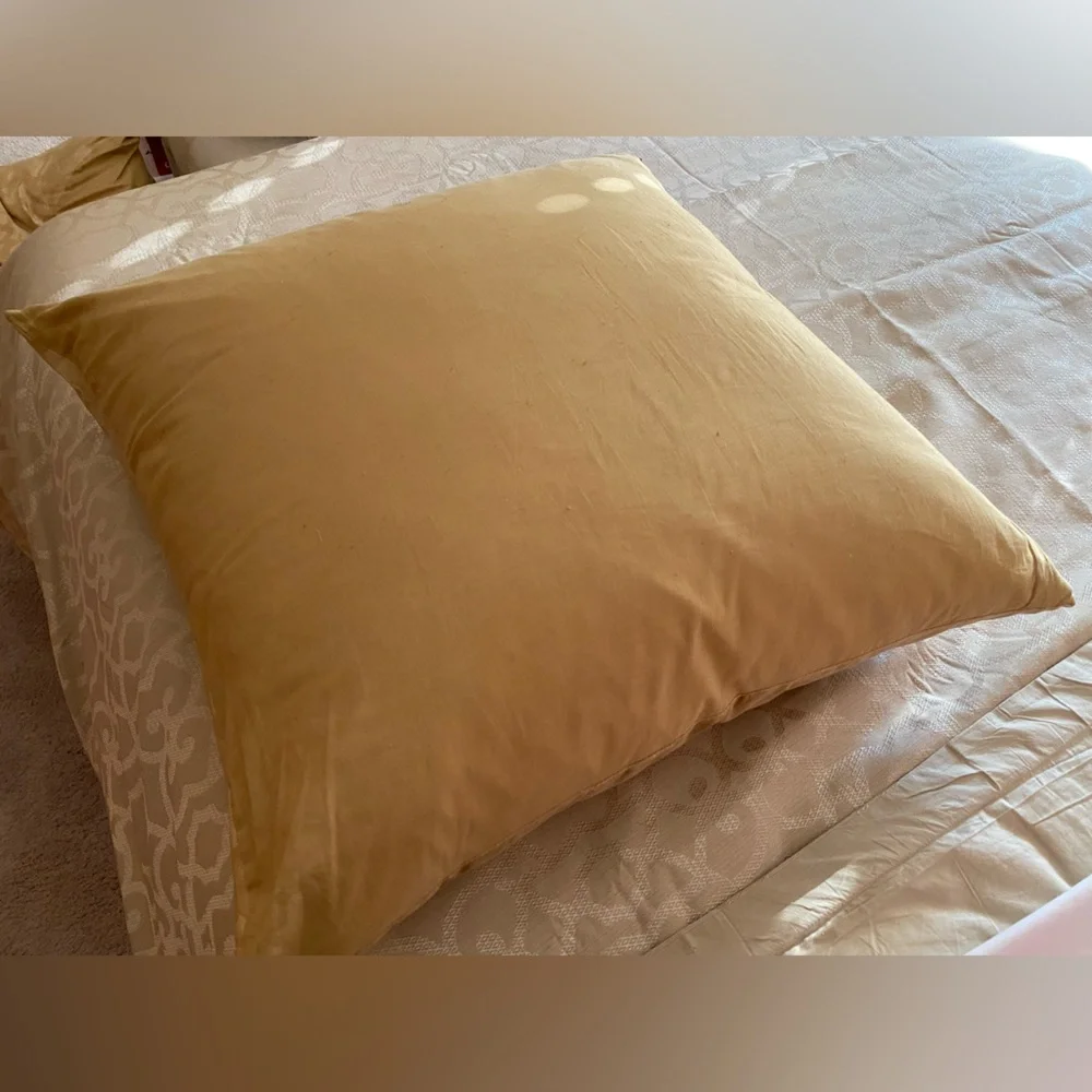 2 AVAILABLE- Z Gallerie Oversized Gold Damask Euro Down Pillow